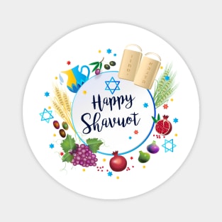 Happy Shavuot - Jewish Holiday greeting card, torah, traditional seven species Magnet